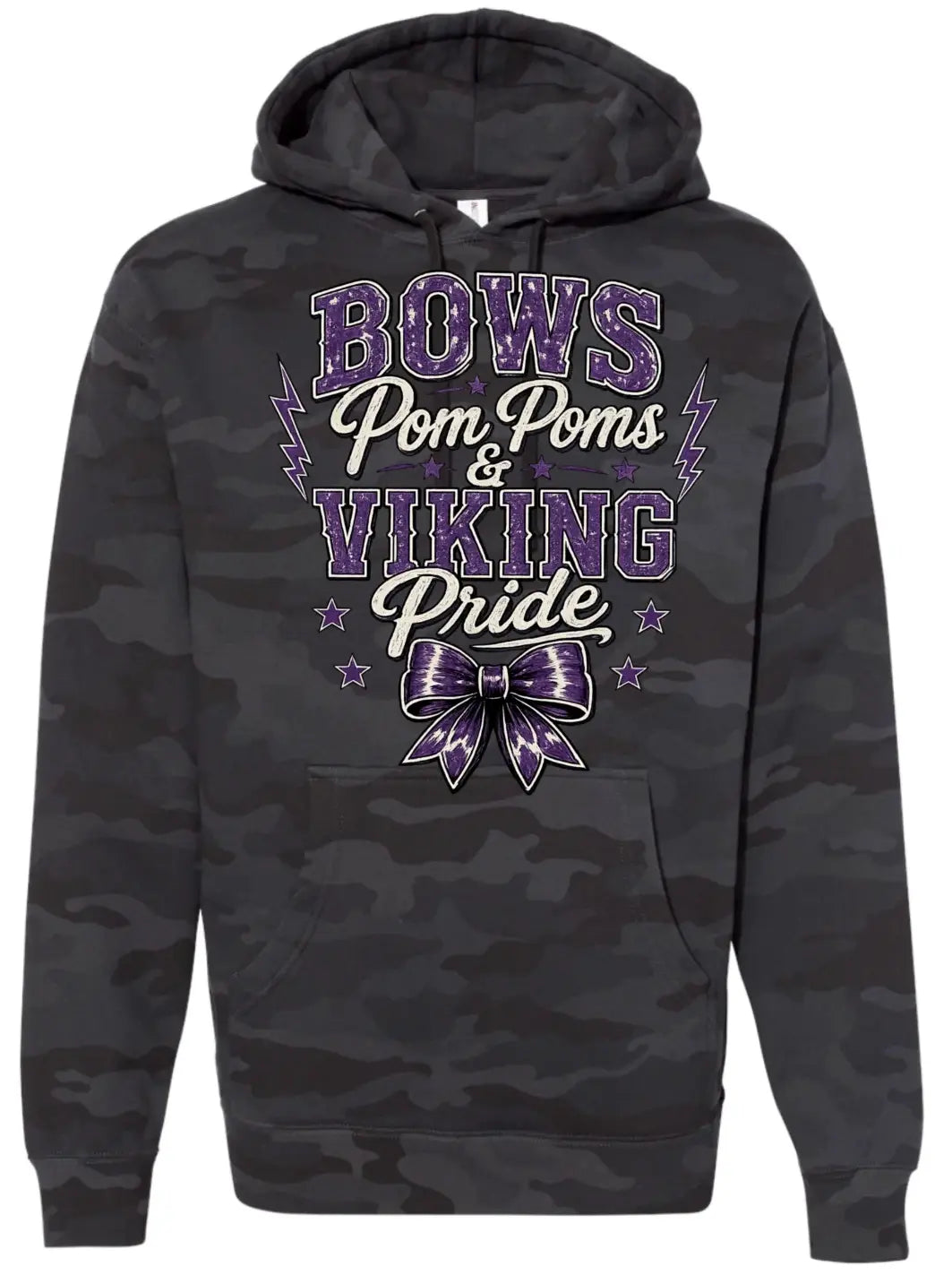 Crew Neck - Black Camo - Bows & Pompoms