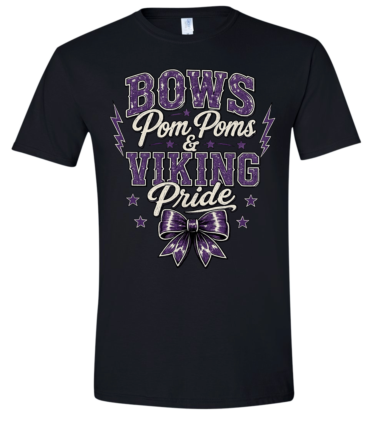 T-Shirt - Black - Bow & Pompoms