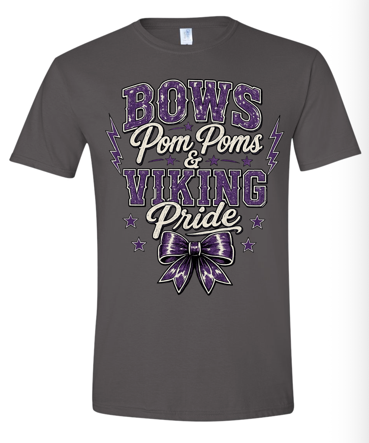 T-Shirt - Charcoal - Bow & Pompoms