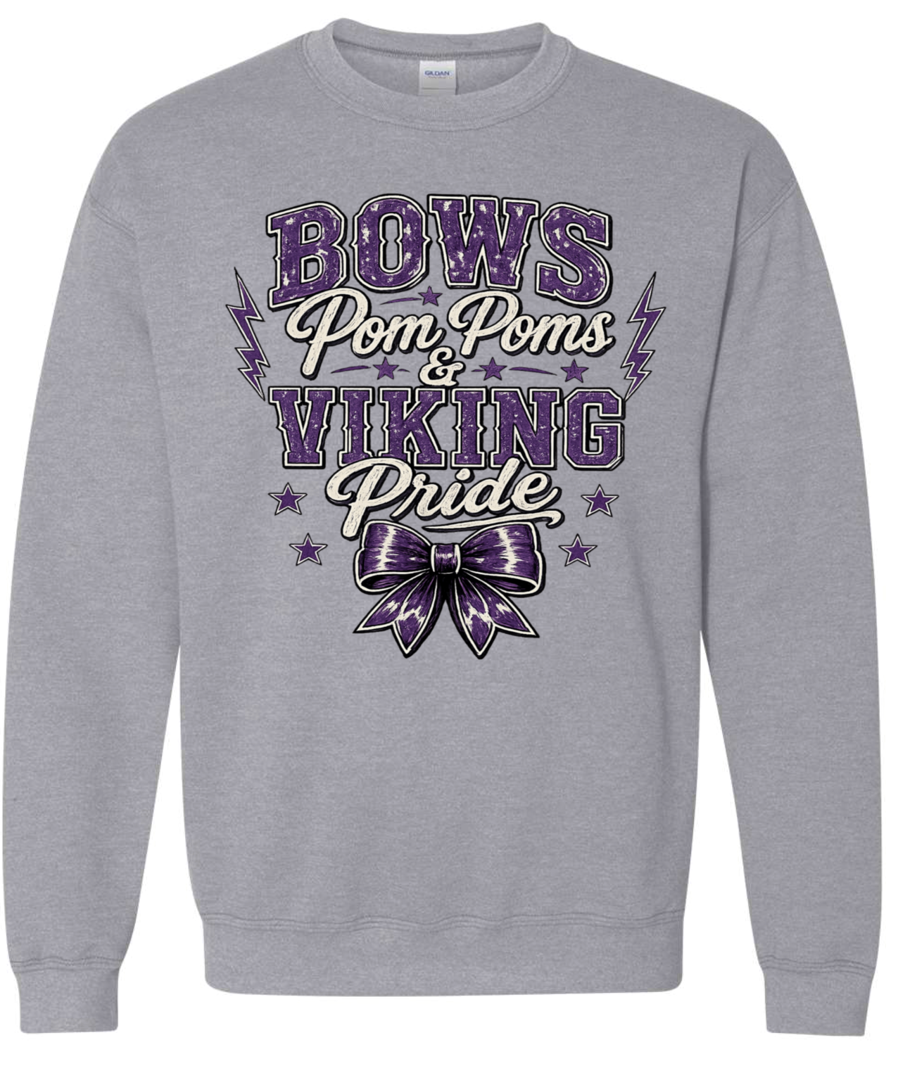 Crew Neck - Sport Grey - Bow & Pompoms