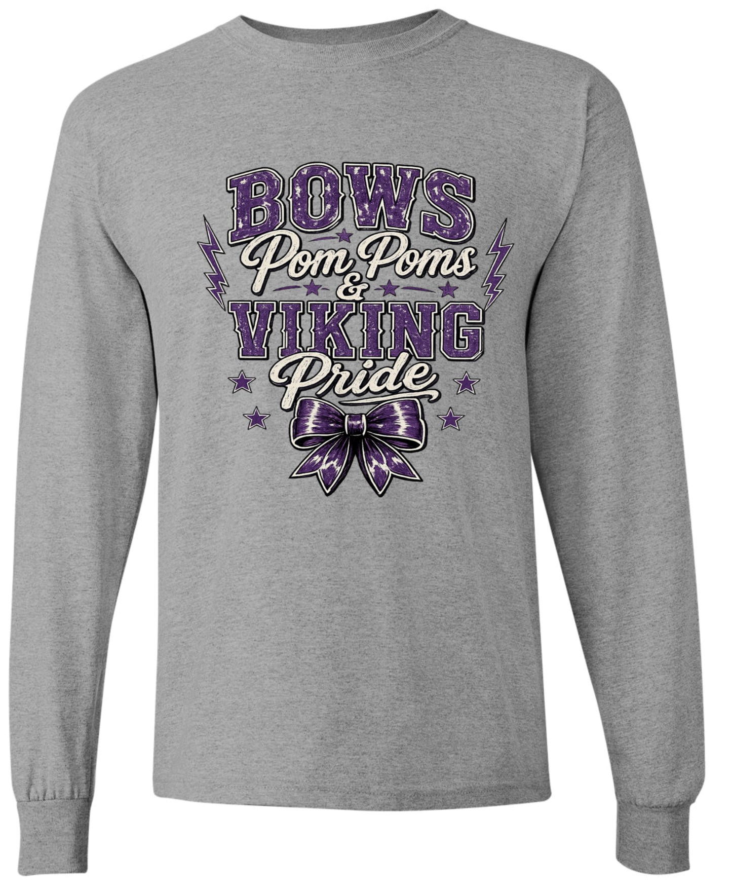 Long Sleeve - Sport Grey - Bow & Pompoms