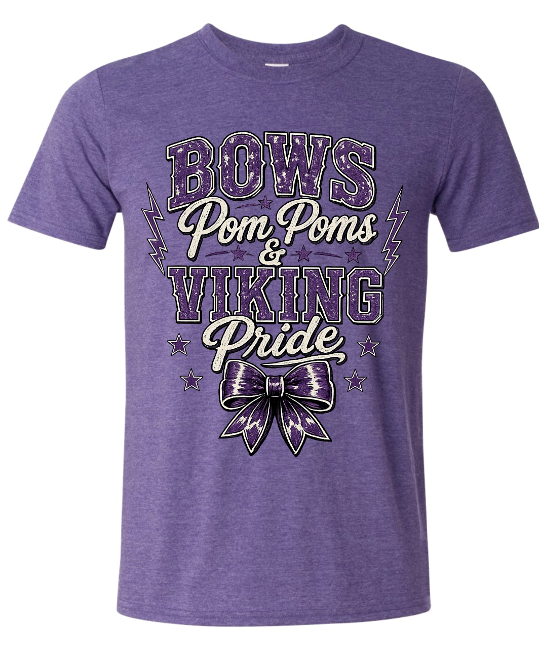 T-Shirt - Heather Purple - Bow & Pompoms