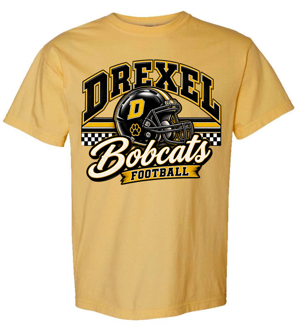 T-Shirt - Mustard - Checkered Helmet