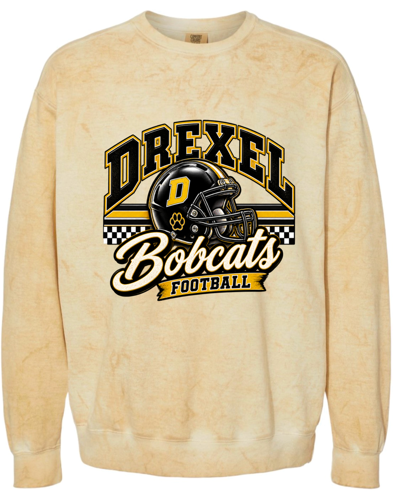 Crew Neck - Gold Smoke - Checkered Helmet