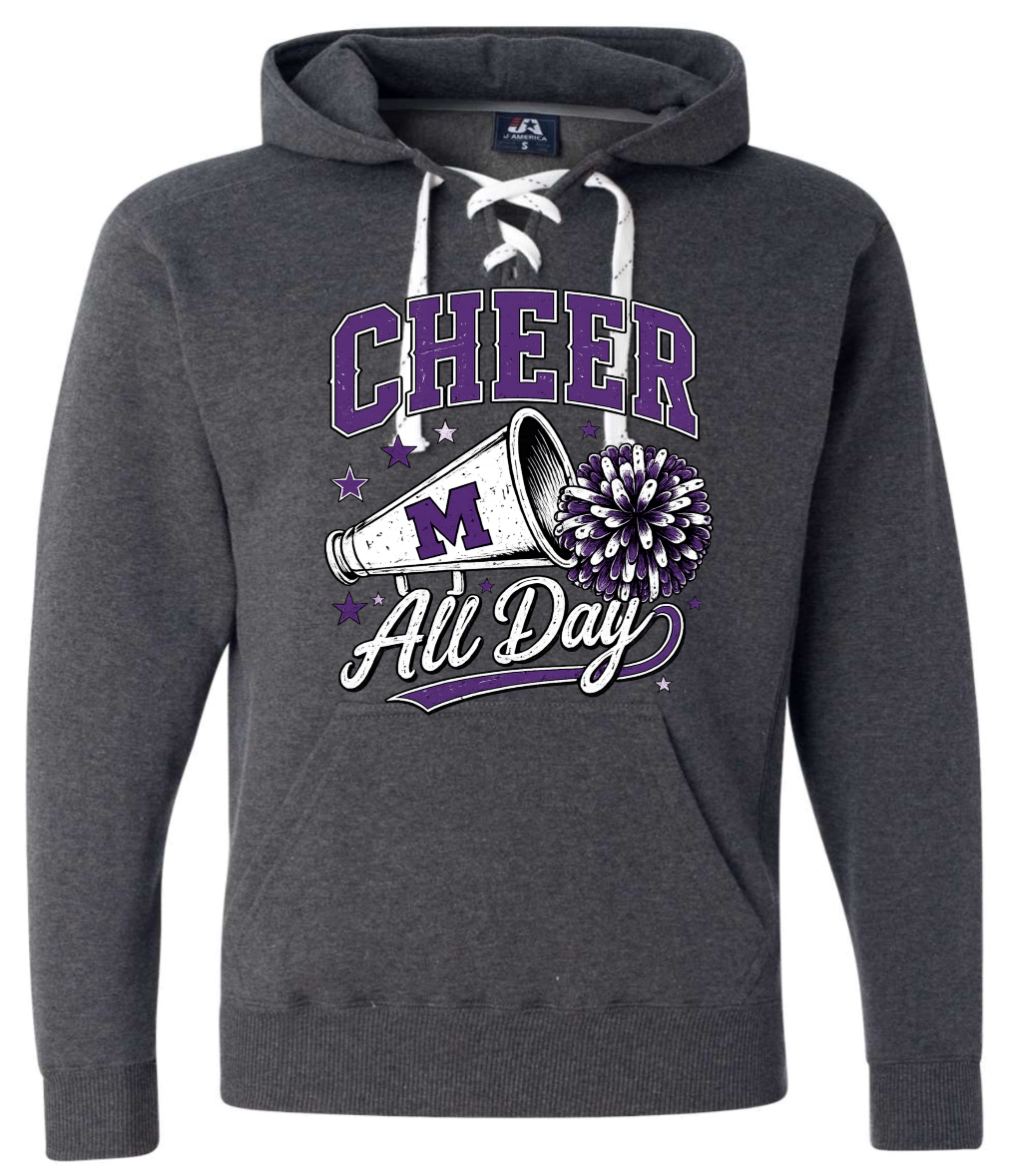 Hoodie lace - Charcoal - Cheer All Day