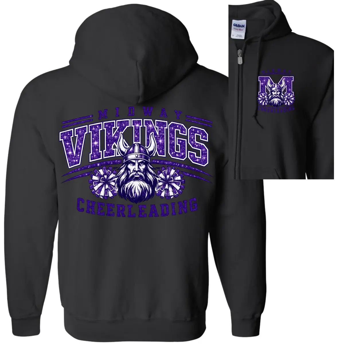 Zip-up Jacket - Black - Viking Oversized Cheer