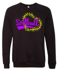 Crew Neck Black Softball Heart Stitch 8