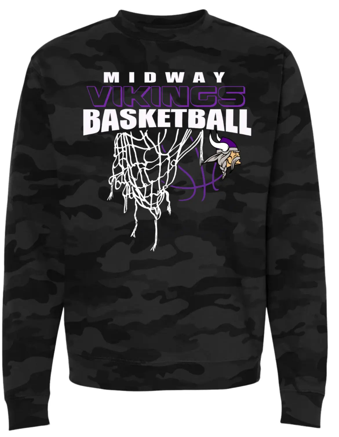 Crew Neck Midway Vikings Net Black Camo