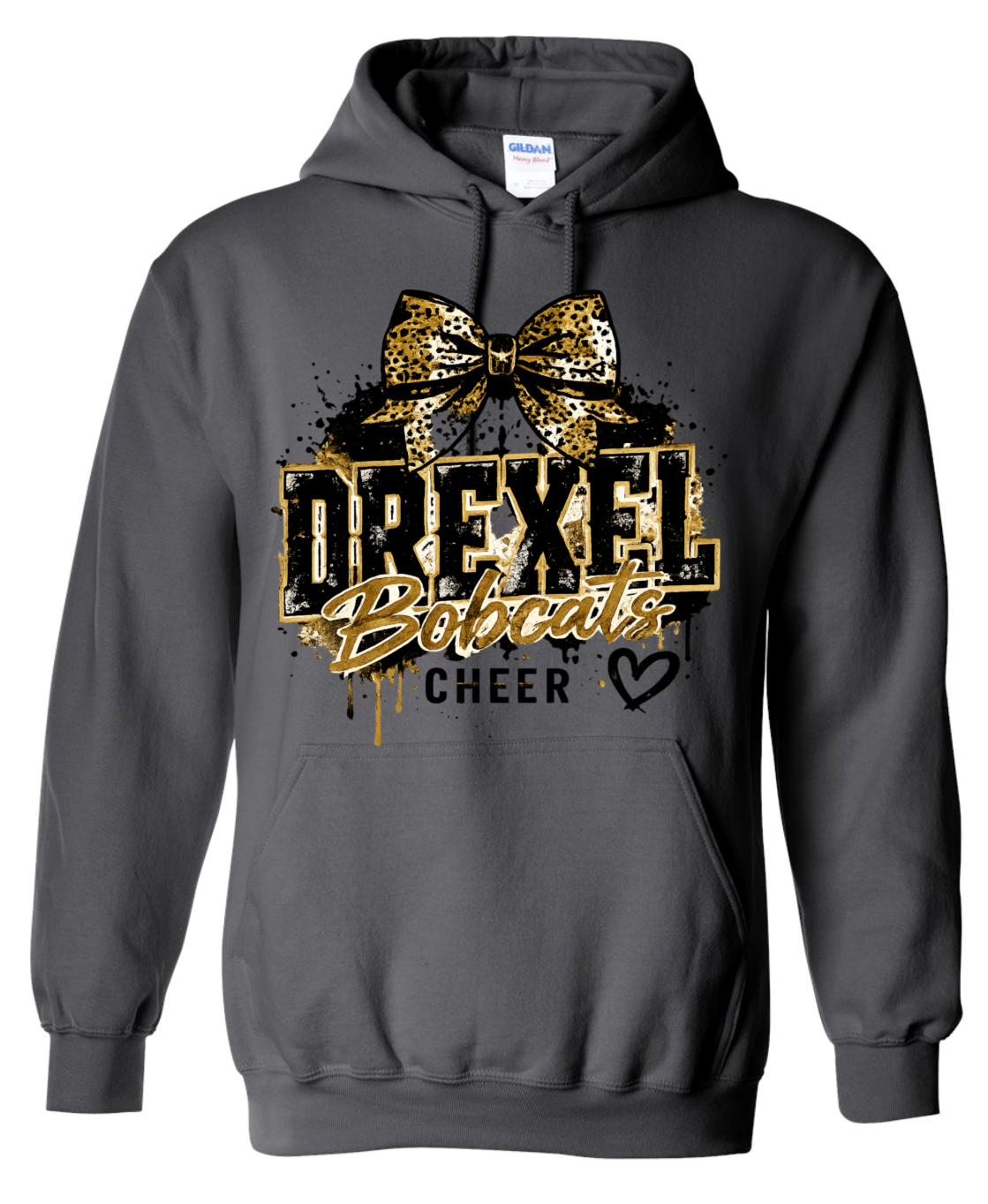 Hoodie - Charcoal - Grunge Bow