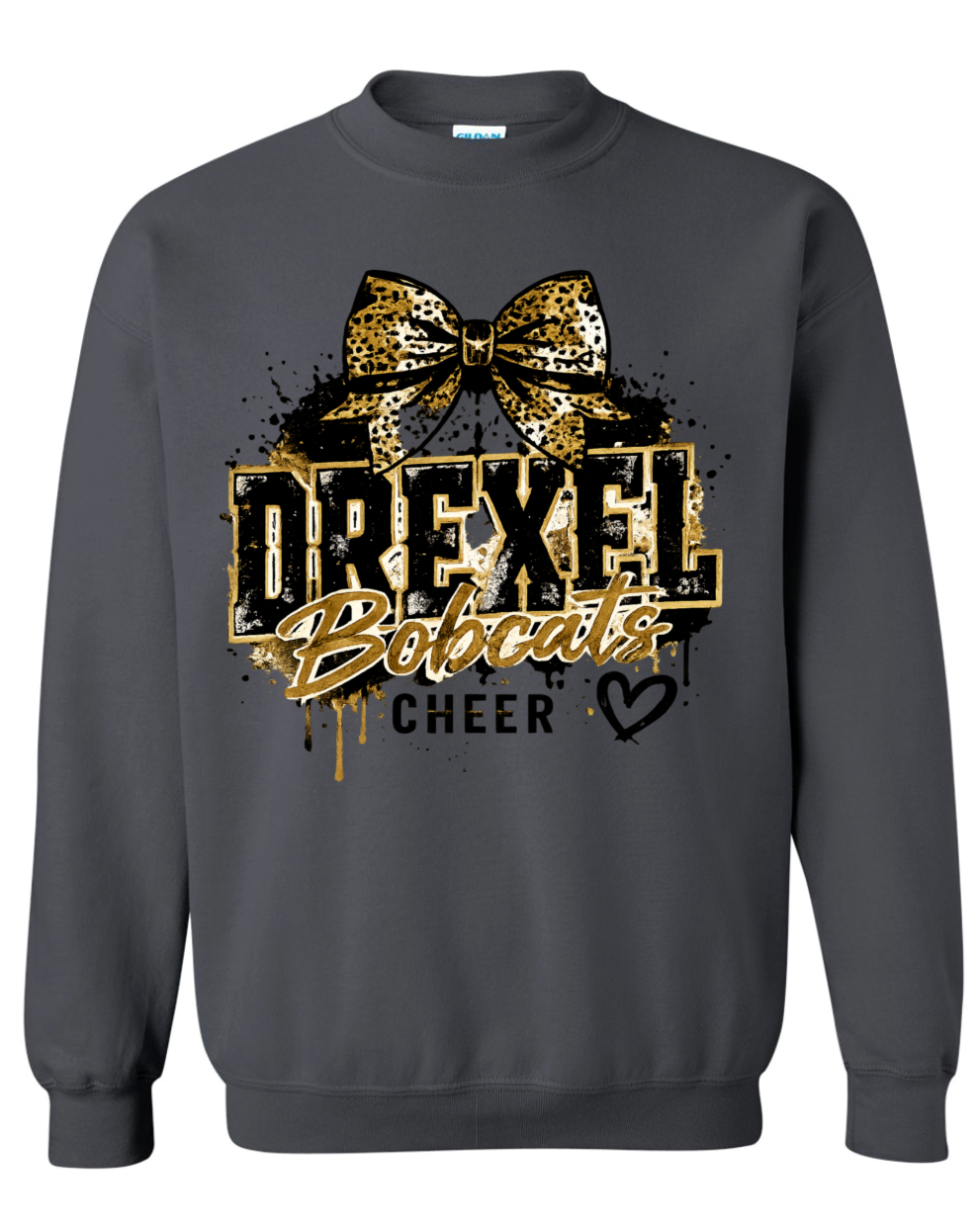 Crew Neck - Charcoal - Grunge Bow
