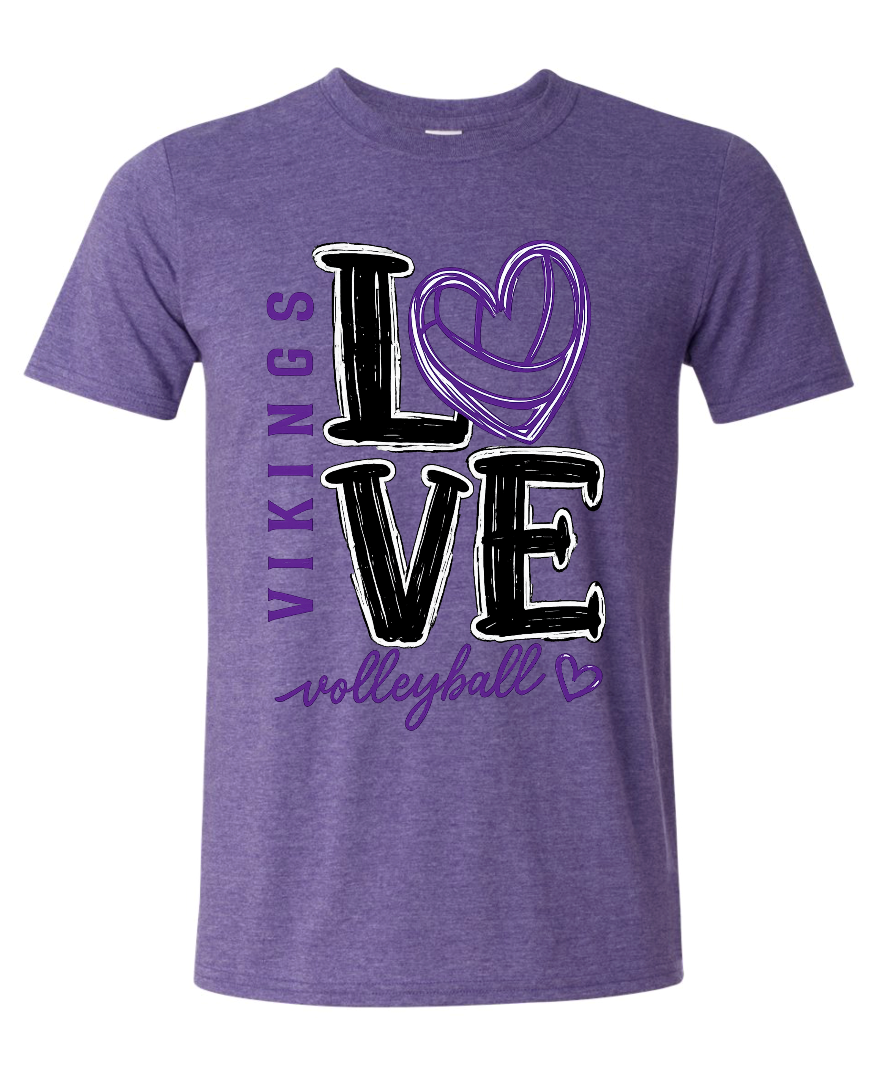 T-Shirt - Heather Purple - Volleyball Love
