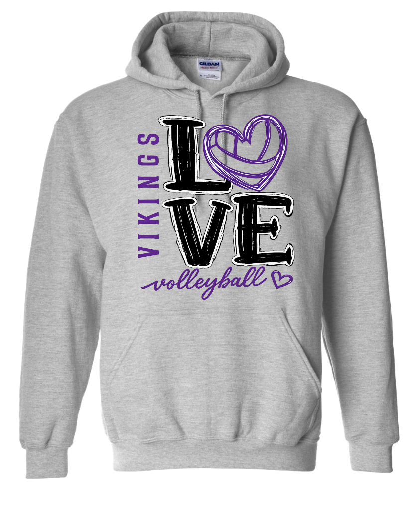 Hoodie - Sport Grey - Volleyball Love