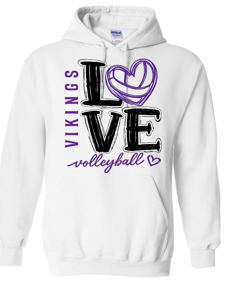 Hoodie - White - Volleyball Love