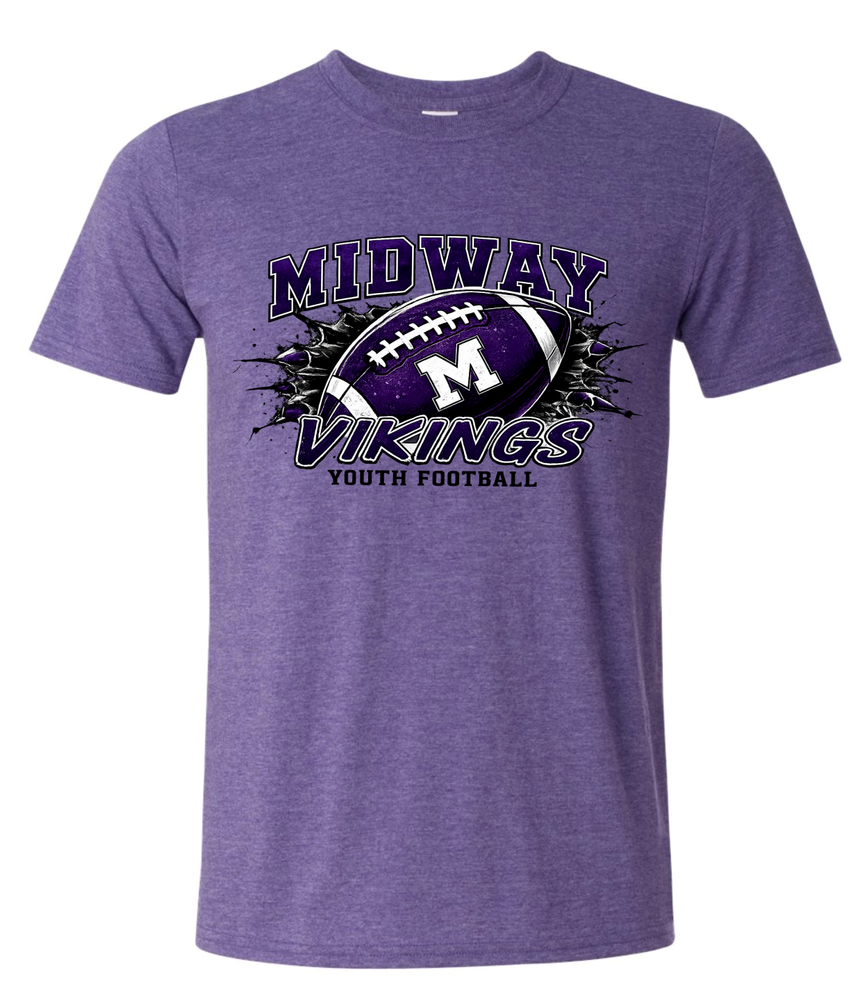 T-Shirt - Heather Purple - Football Youth