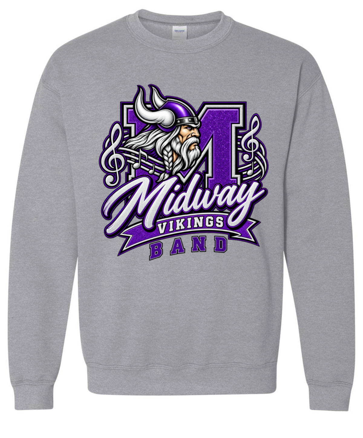 Crew Neck - Sport Grey - Music Notes