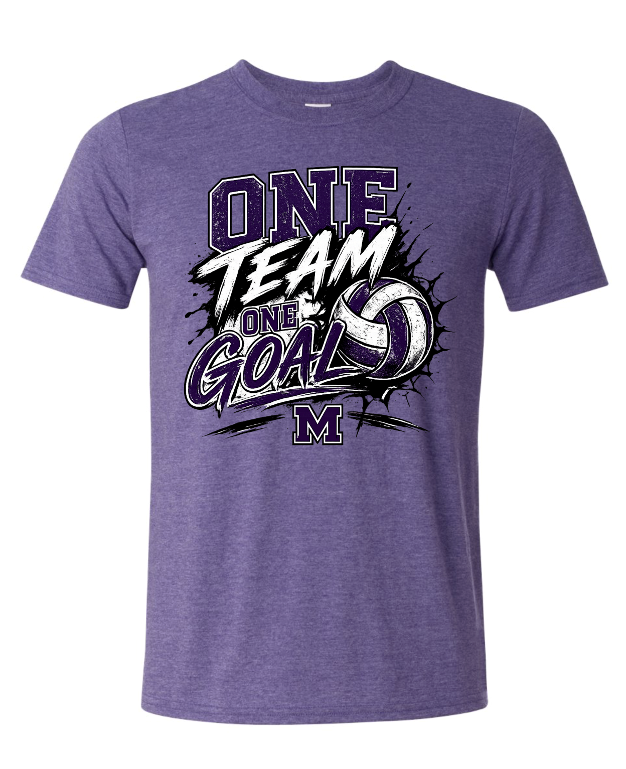 T-Shirt - Heather Purple - One Team Volleyball