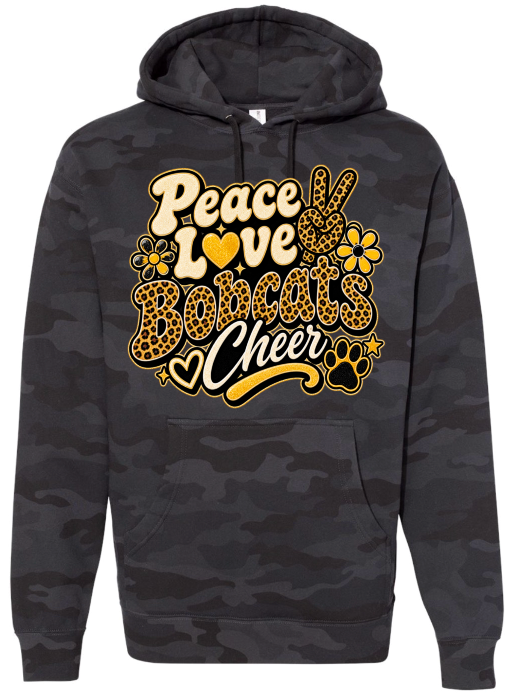 Hoodie - Black Camo - Peace Love Cheer