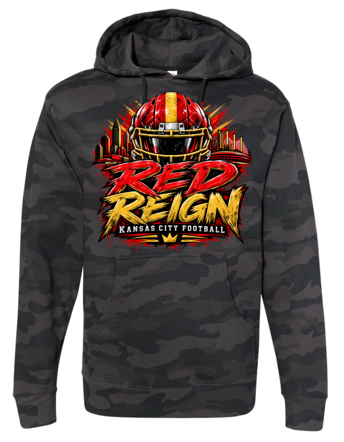 Hoodie - Black Camo - Red Reign