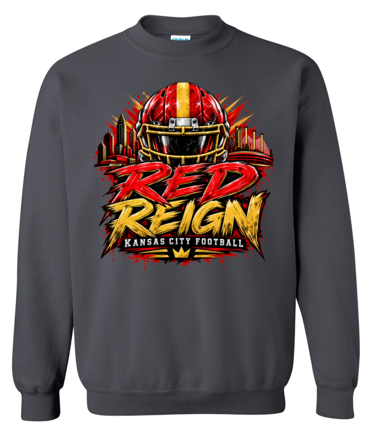 Crew Neck - Charcoal - Red Reign