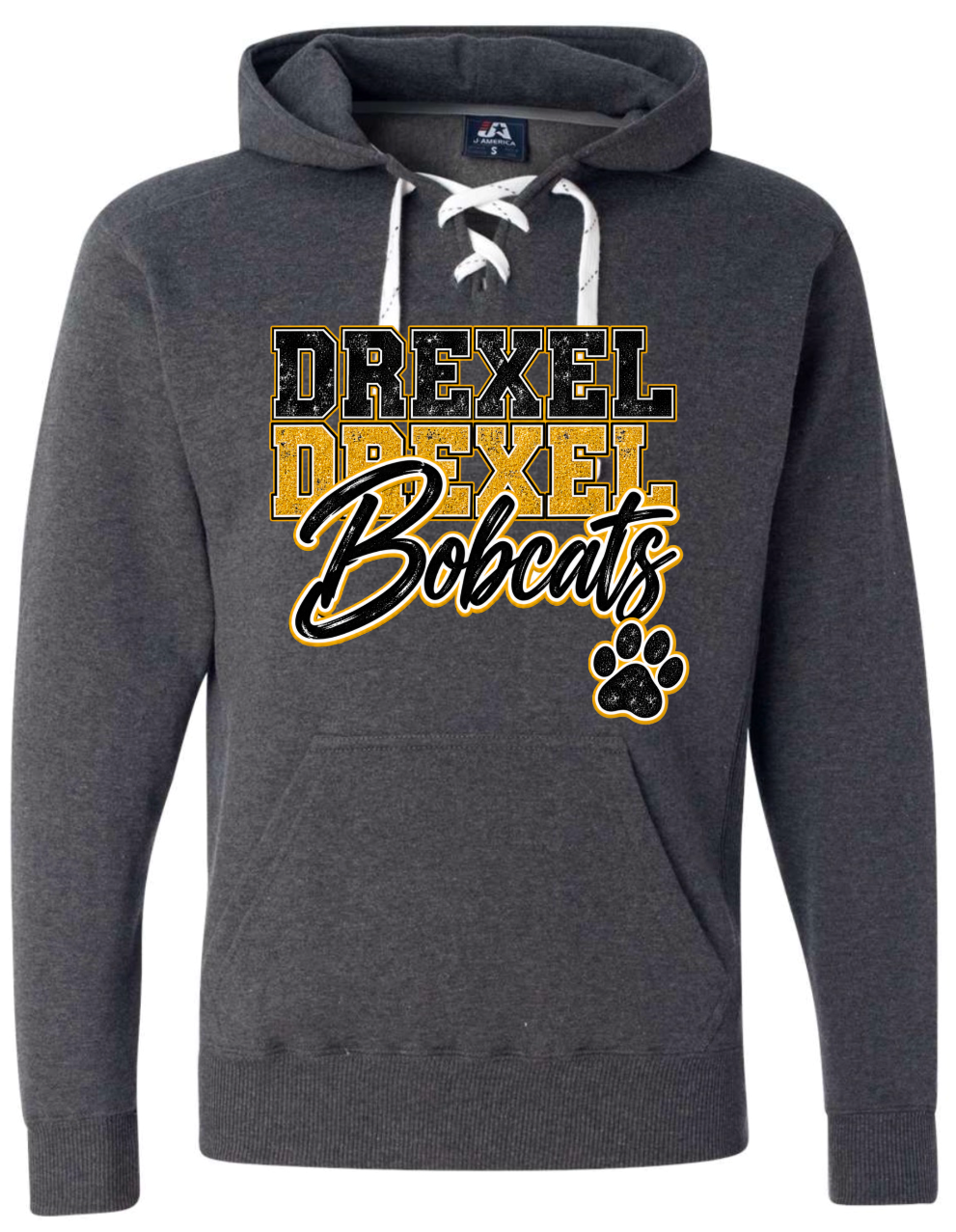 Hoodie lace - Charcoal - Paw Repeat