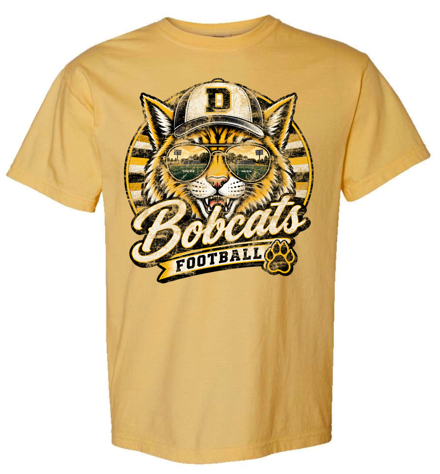 T-Shirt - Mustard - Retro Cat