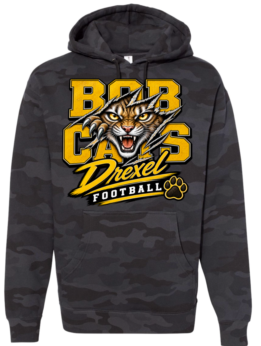 Hoodie - Black Camo - Rip Bobcats