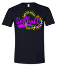 T-Shirt Black Softball Heart Stitch 6