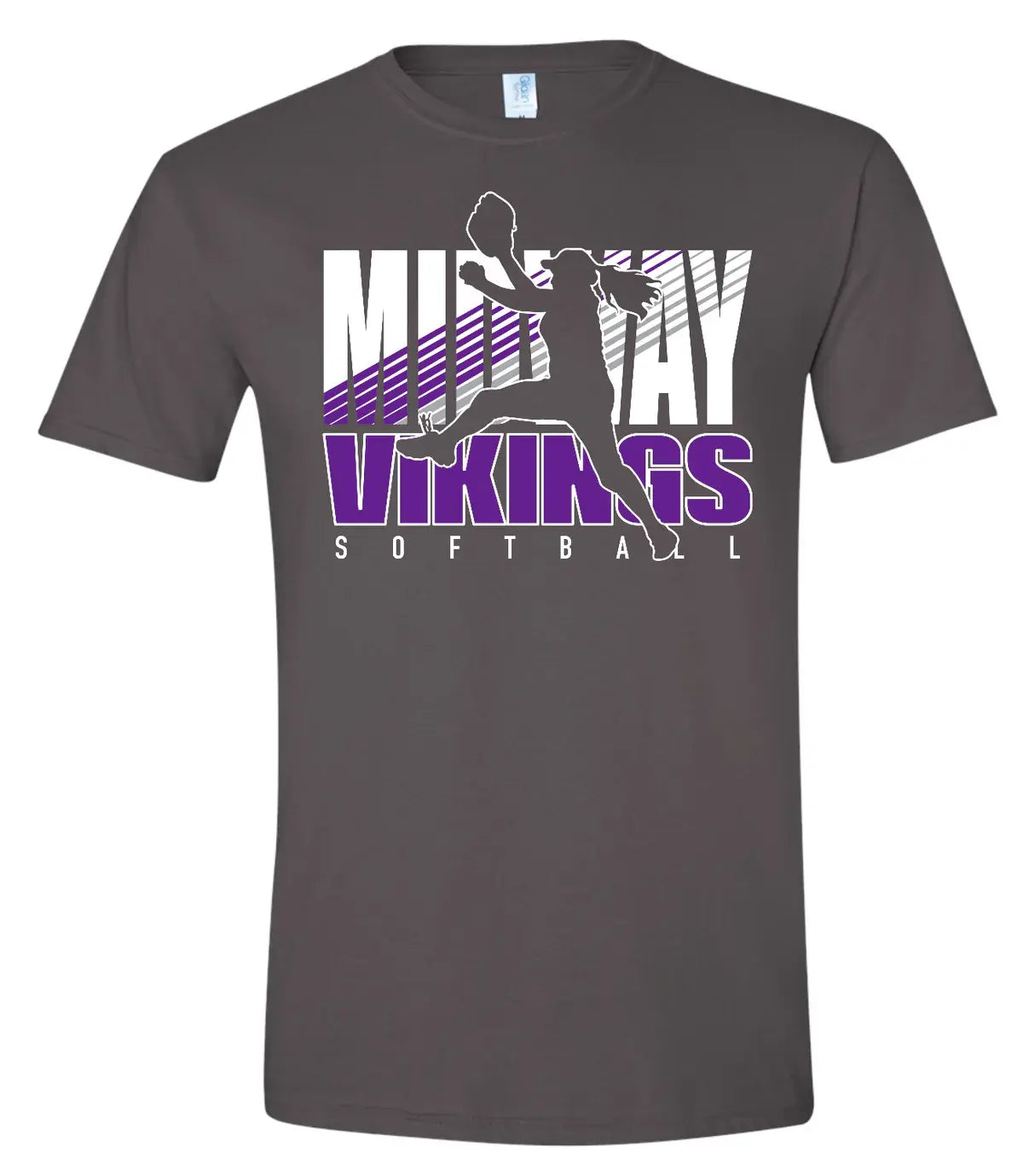 T-Shirt Charcoal Viking Softball Silhouette 1