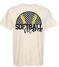 T-Shirt Natural Vintage Check Softball Mama