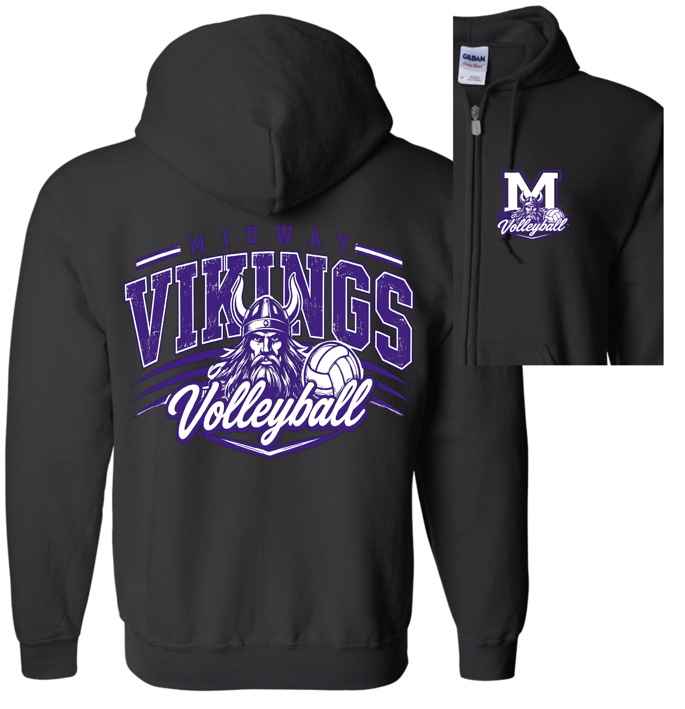 Zip-up Jacket - Black - Viking Oversized Volleyball