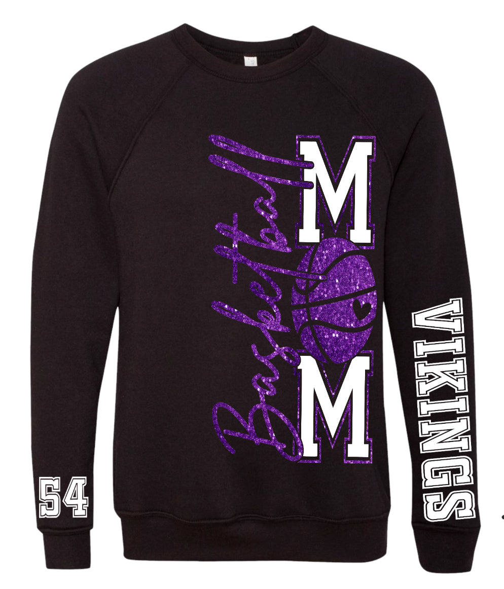 Crew Neck Basketball Mom Vert Black