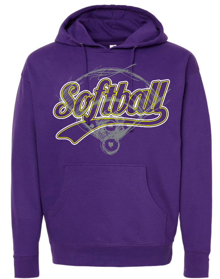 Hoodie Purple Softball Base Scribble 2