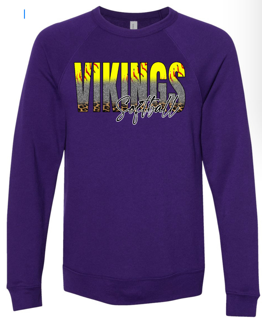 Crew Neck Purple Softball Glitter Fade 9