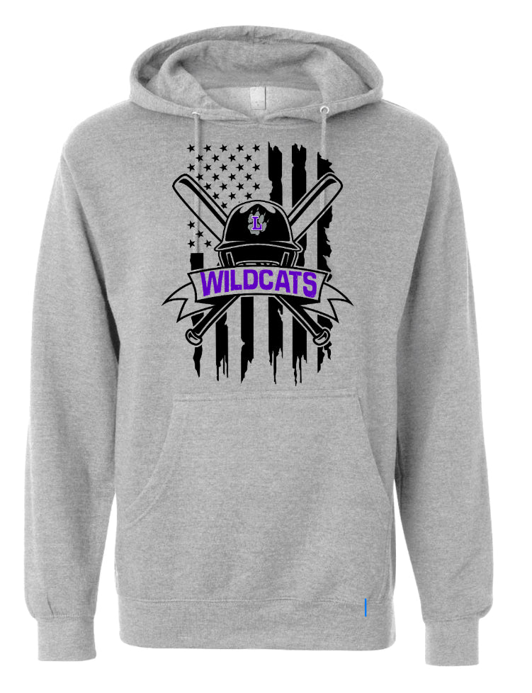 Hoodie Gray Wildcats Baseball Flag