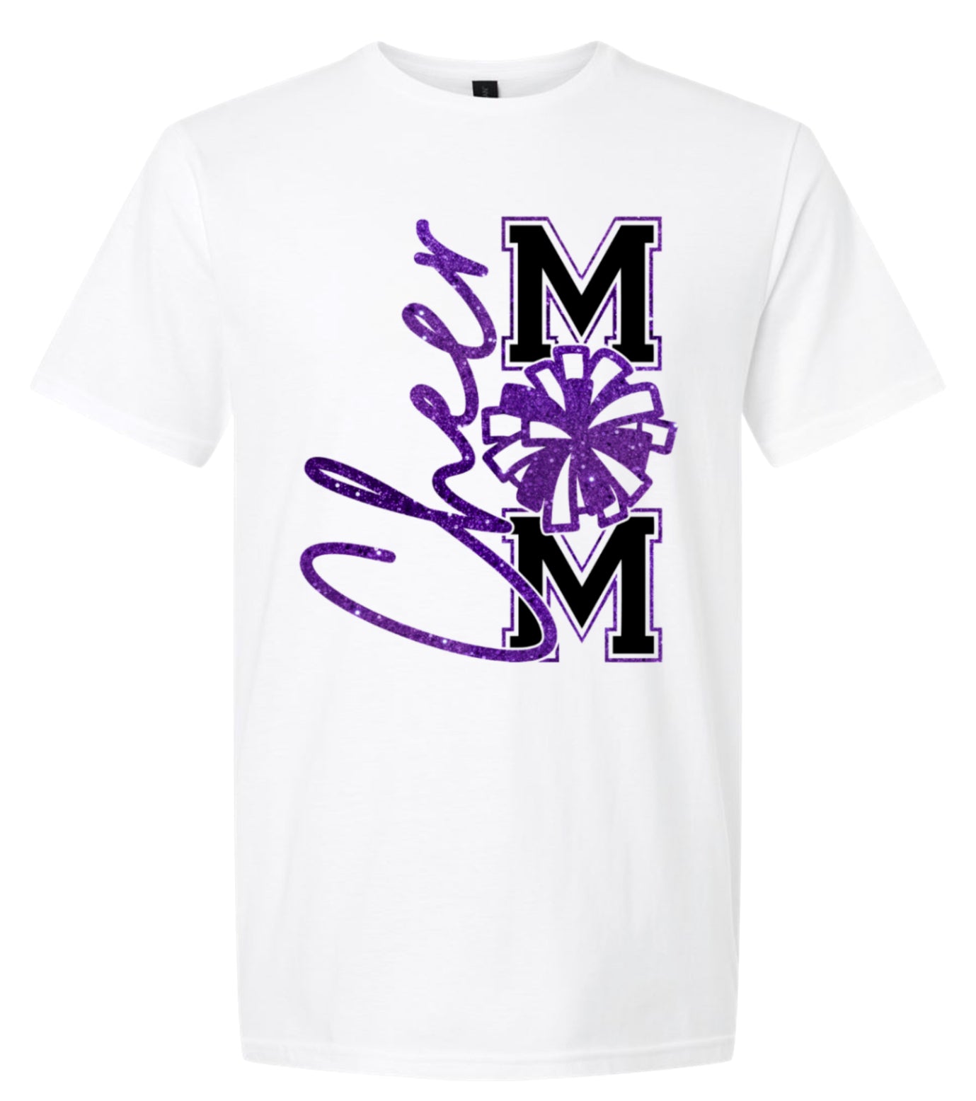 T-Shirt White Cheer Mom Faux Glitter Vert
