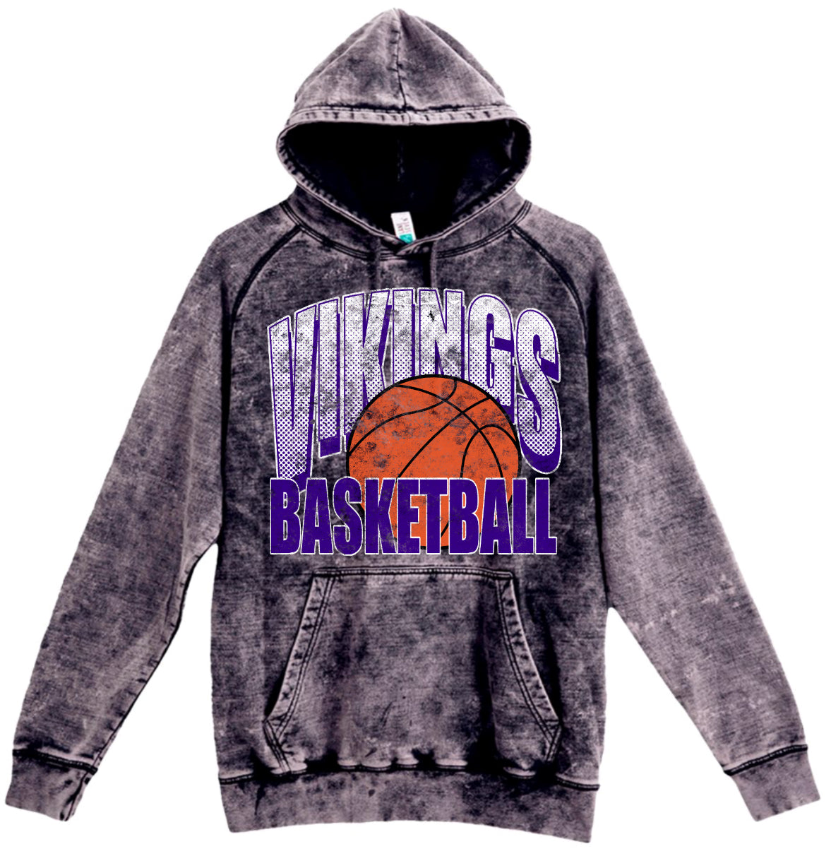 Hoodie Viking Grunge Basketball Black Acid