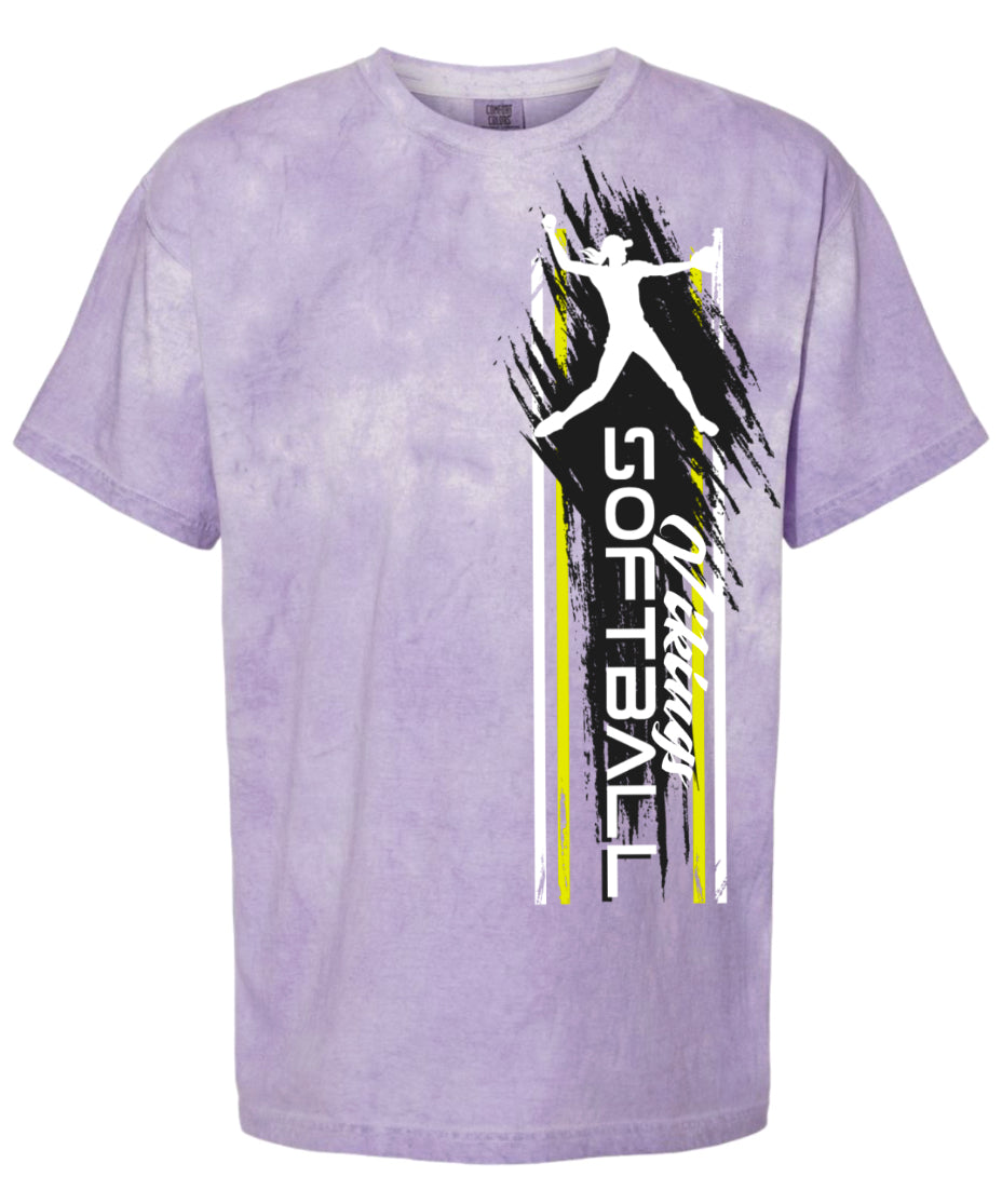 T-Shirt Purple Smoke Softball Player Vert 11