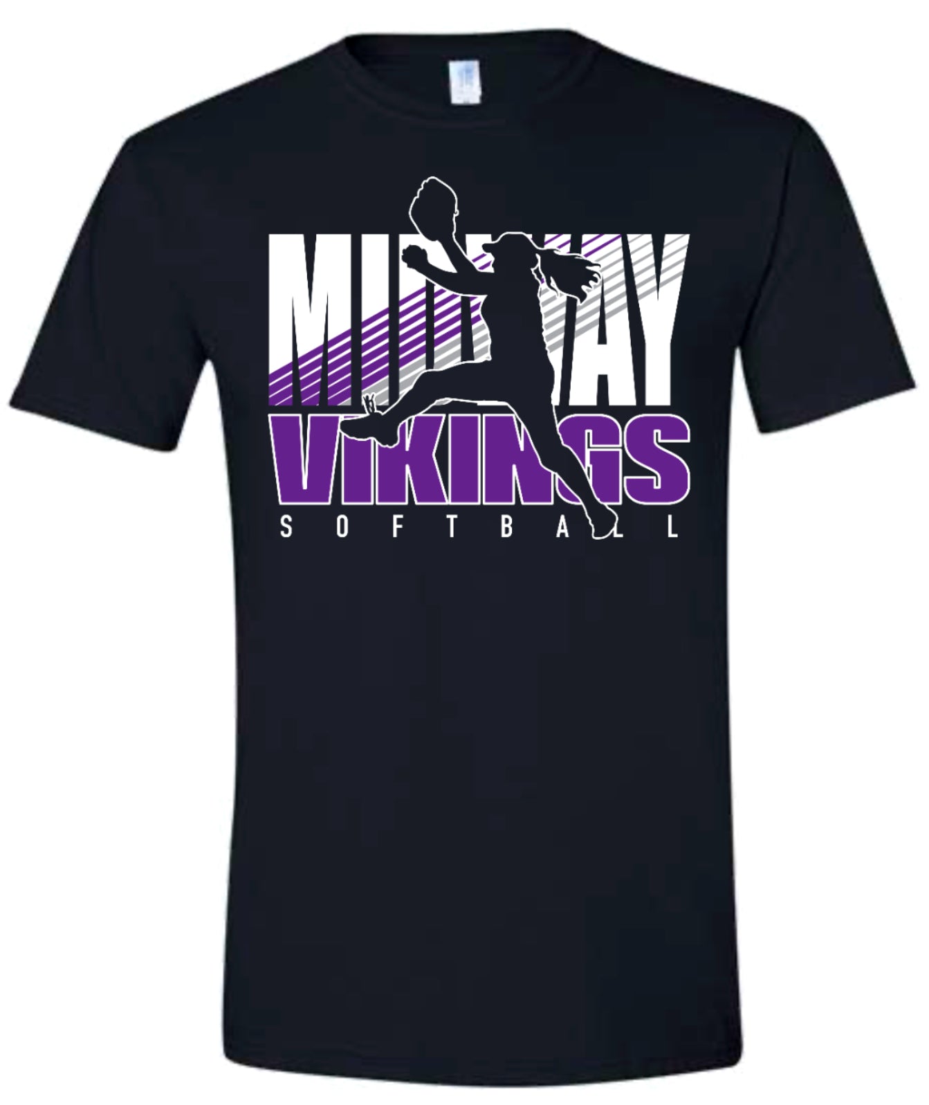 T-Shirt Black Viking Softball Silhouette 2