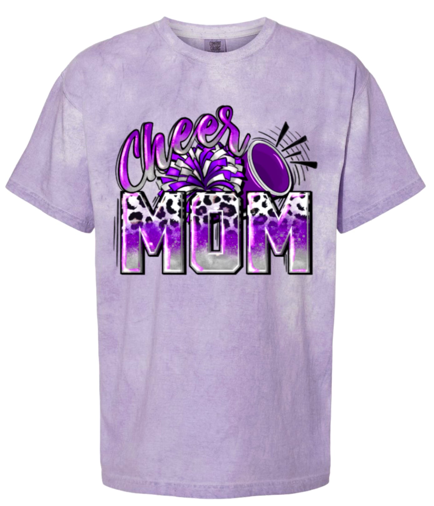 T-Shirt Purple Smoke Cheer Mom Leopard