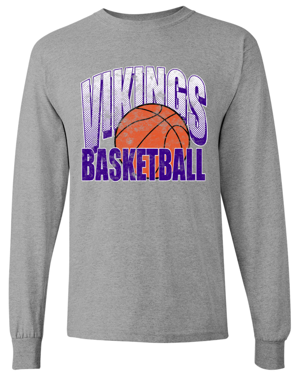 Long Sleeve Viking Grunge Basketball Sport Grey