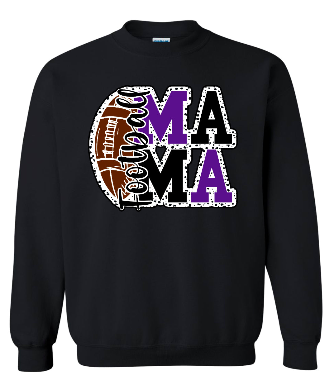 Crew Neck Black Football Mama Stacked