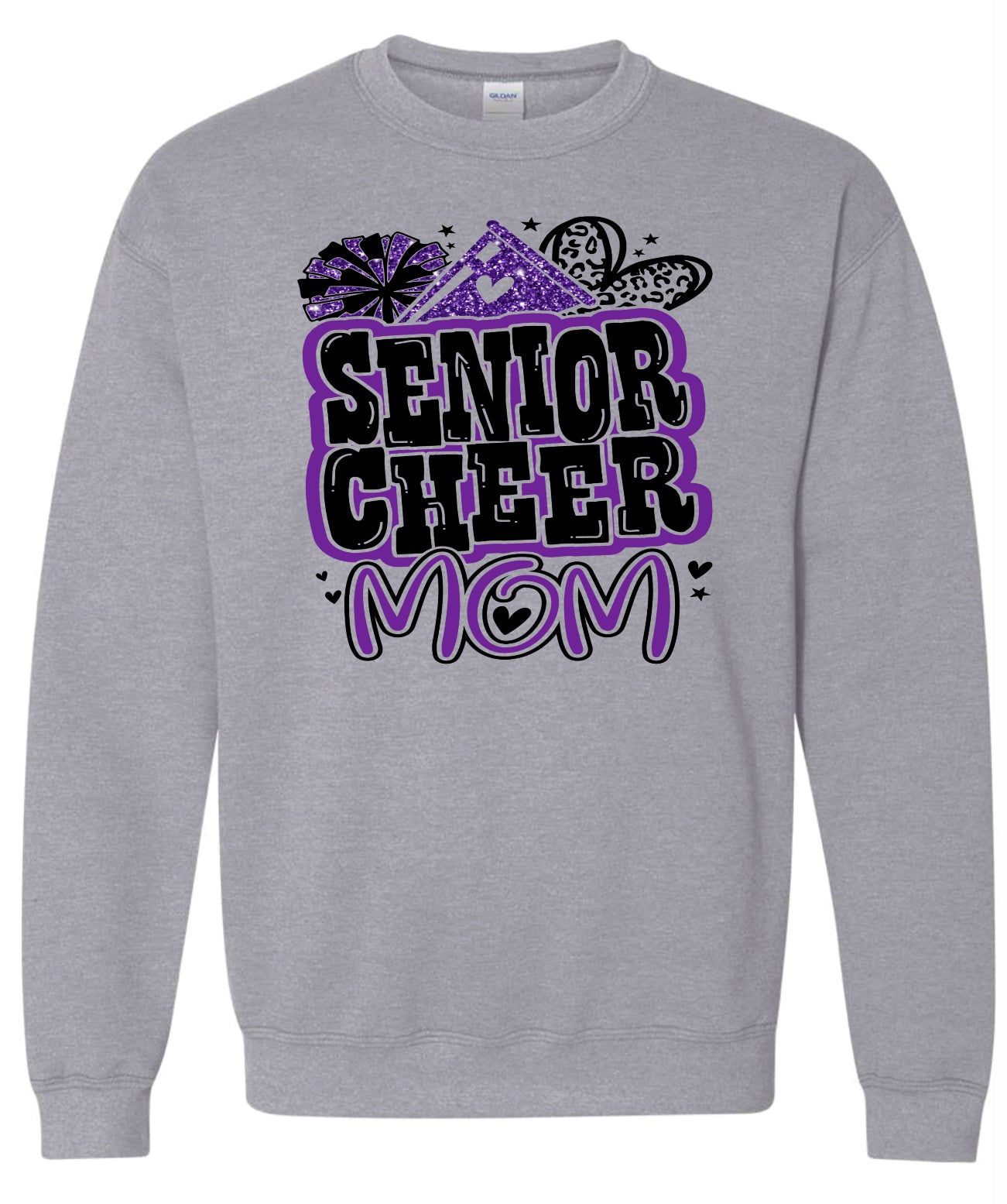Crew Neck Sport Grey Senior Mom Cheer Graffiti