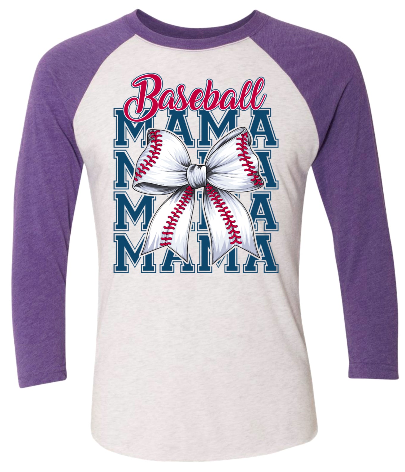 Long Sleeve 3/4 sleeve Baseball Mama Bow