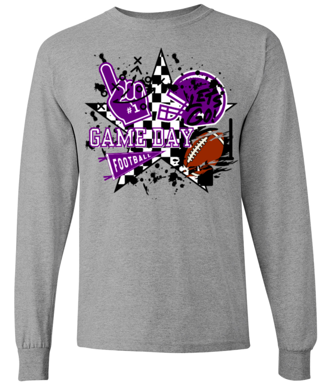 Long Sleeve Sport Grey Game Day Grunge