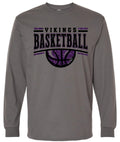 Long Sleeve Viking Basketball Glitter Charcoal