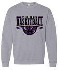 Crew Neck Viking Basketball Glitter Sport Grey