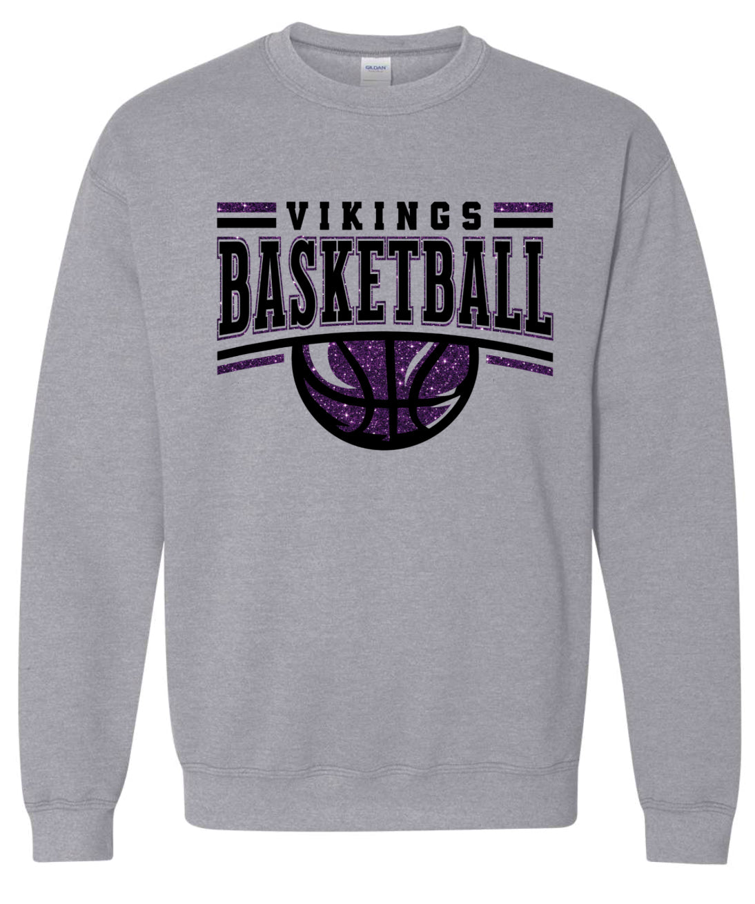 Crew Neck Viking Basketball Glitter Sport Grey