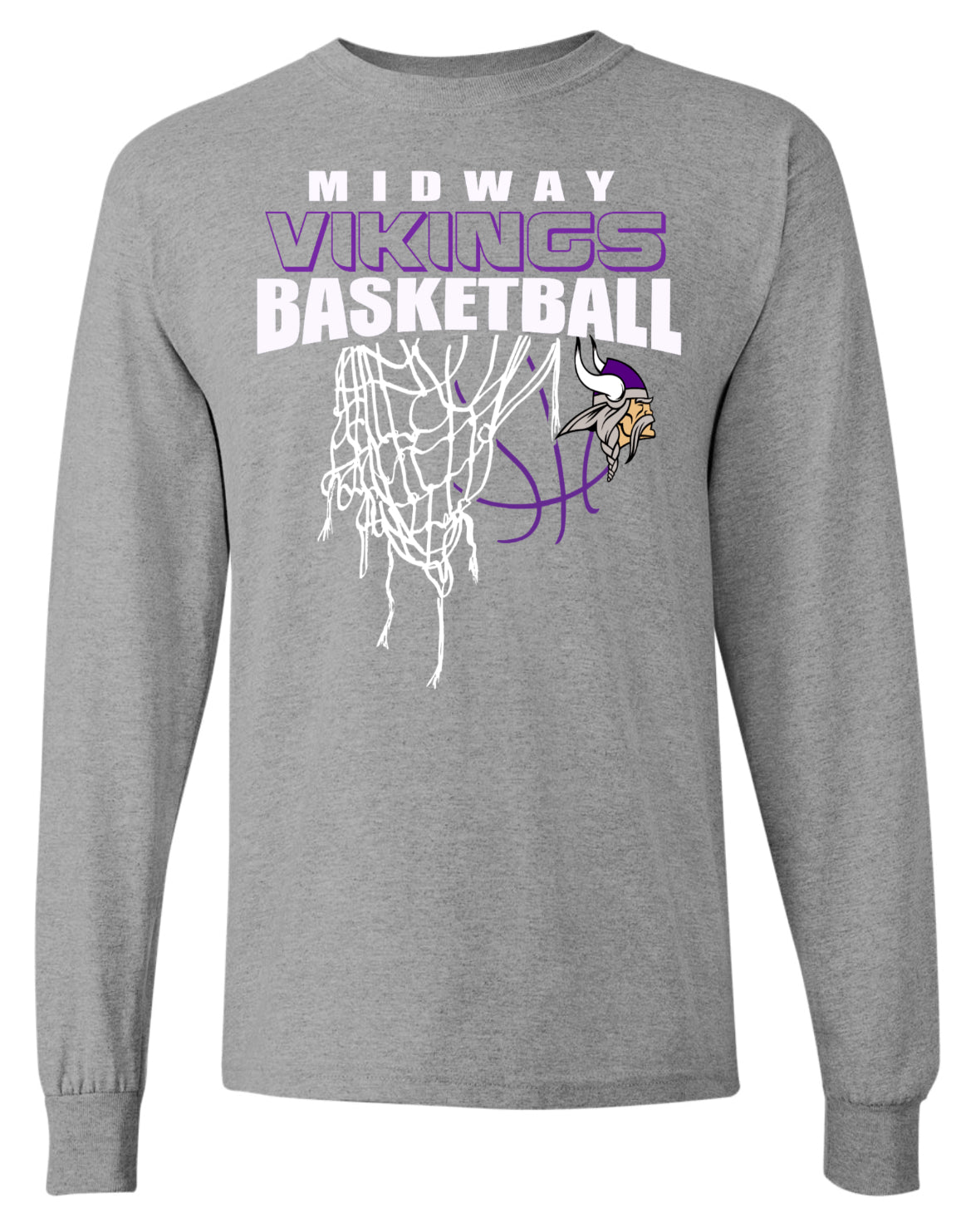 Long Sleeve Midway Vikings Net Sport Grey