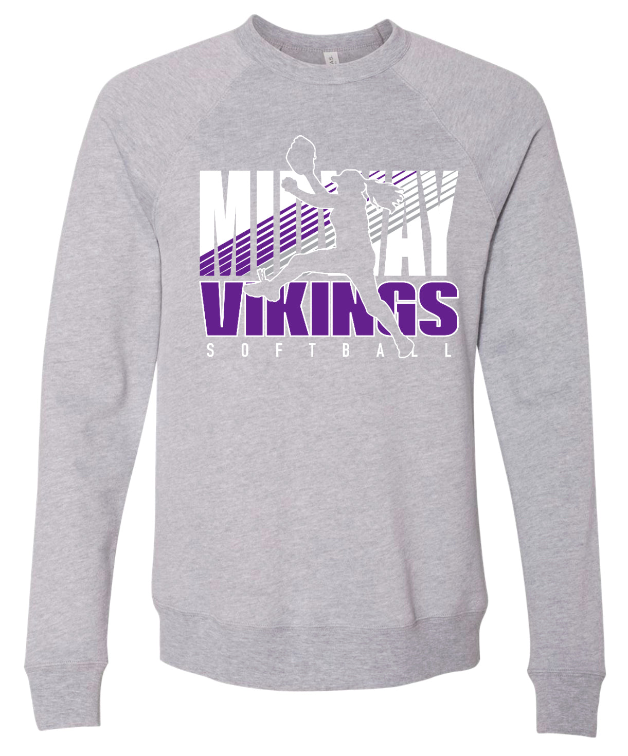 Crew Neck Sport Grey Viking Softball Silhouette 7