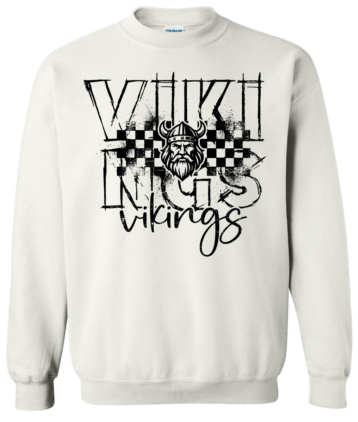 Crew Neck White Viking Sketch